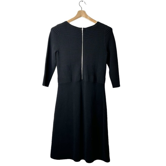 Talbots Women’s Black Sweater Sheath Dress Modest V Neck 3/4 Sleeve Sz M Petite - Picture 3 of 9